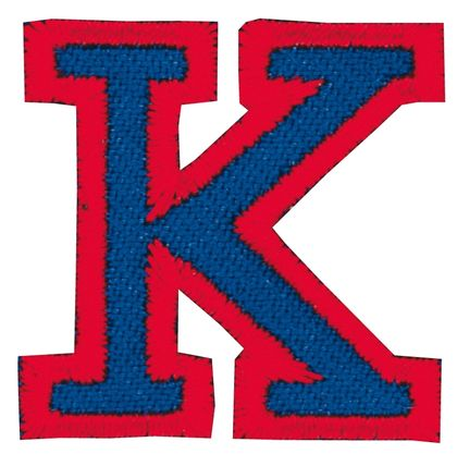 Nažehľovacie vyšívané písmenko K - modré výška 3 cm